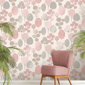 Scandi Forest Wallpaper Blush Crown M1522