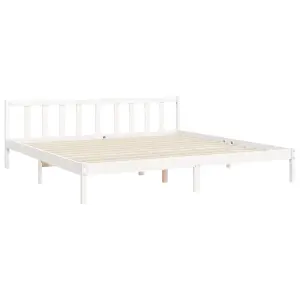 Berkfield Bed Frame with Headboard White 200x200 cm Solid Wood