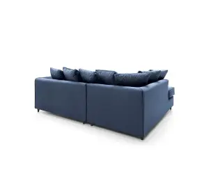 Chicago Velvet Left Facing Corner Sofa in Dark Blue