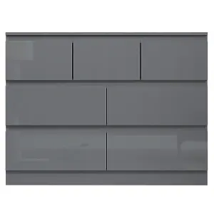 Large 7 Drawer Merchant Chest Sideboard Chest Of Drawers High Gloss Grey