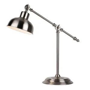 First Choice Lighting Satin Nickel Lever Arm Table Lamp