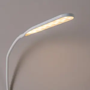 ValueLights Adjustable LED Daylight Desk Lamp with Clamp, Colour Modes with Dimmer and USB - White