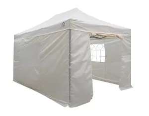 All Seasons Gazebos 3x4.5 Full Waterproof Pop Up Gazebo with 4 Lightweight Side Panels and Accessories Cream