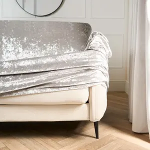 Sofa Covers Crushed Velvet Furniture Protector Couch 2 Seater, Silver