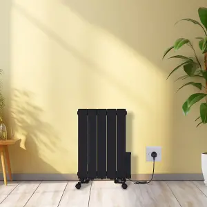 Rinse Bathrooms 900W Smart WIFI Electric Oil Filled Radiators Electric Heater with Adjustable Thermostat & Timer Black