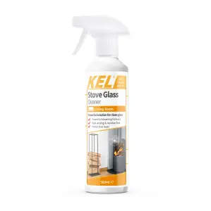 KEL - Stove Glass Cleaner Spray, Dissolves Soot, Grease & Tar, Maintains Oven Doors, Glass Fireplaces & Hearths, - 500ml