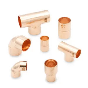 LavaTap 180 Piece End Feed Copper Pipe Fittings 15mm 22mm Plumbing Endfeed Plumbers Bucket