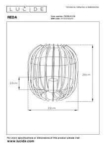 Lucide Reda Modern Table Lamp 22cm - 1xE27 - Black