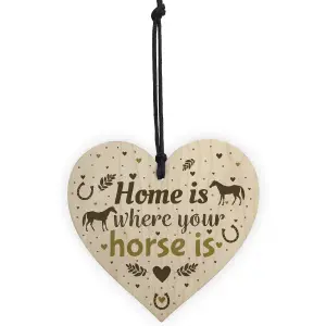 Red Ocean Horse Gifts For Women Wooden Heart Horse Gifts For Girls Horse Accessories Cute Country Home Accessory Gift Sign