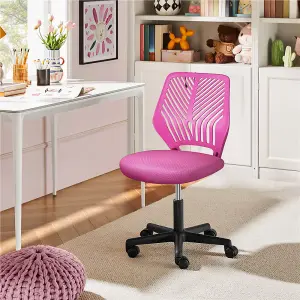 Yaheetech Adjustable Armless Office Desk Chair - Rose Red