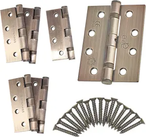 EAI - 4" Door Hinges & Screws G11 FD30/60 - 102x76x2.7mm Square - Florentine Bronze Pack of 3 Pairs