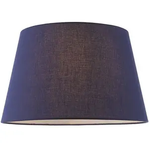 14" Round Tapered Lamp Shade Navy Blue Cotton Fabric Modern Simple Light Cover