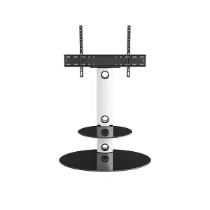 AVF Lugano 80cm Oval Pedestal TV Stand - Satin White and Black Glass