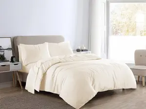 Plain Dye Flannelette Brushed Cotton Duvet Cover Set Cream