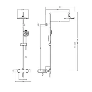 Dezine Alto 10 Brushed Brass 2 Oulet Exposed Shower Kit