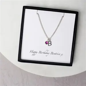 Personalised Swarovski Birthstone And Initial Necklace