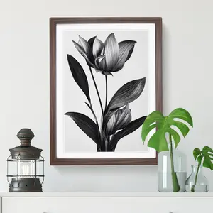 XV1022-2844X Monochrome Flower - Single Picture Frame Painting Walnut / 46cm H x 34cm W x 2cm D