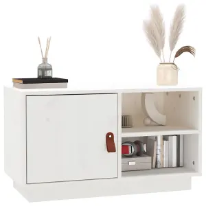 Berkfield TV Cabinet White 70x34x40 cm Solid Wood Pine