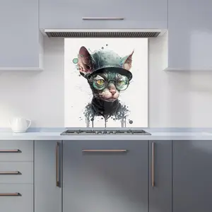 Cornish Rex Cat Splashart Premium Glass Kitchen Splashback W900mm x H650mm