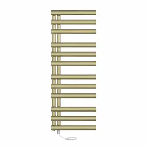 Rinse Bathrooms Designer 1200x450mm Prefilled Electric Heated Towel Rail Bathroom Ladder Radiator Brushed Brass