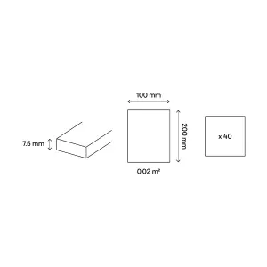 Trentie White Matt Metro Ceramic Indoor Wall tile, Pack of 40, (L)200mm (W)100mm