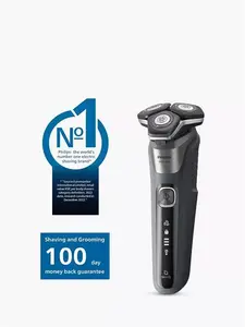 Philips S5887/50 Series 5000 Wet & Dry Men's Electric Shaver With Pop-Up Trimmer, Travel Case, Quick-Clean Pod And Full LED Display, Carbon Grey