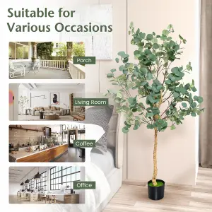 Costway 165cm Artificial Eucalyptus Tree Fake Decorative Houseplant with Plastic Pot