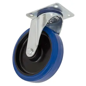 Sealey Castor Wheel 160mm Plate Swivel 250kg Load Blue Rubber SCW3160SPEM