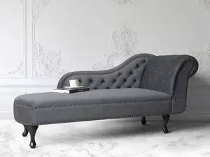 Right Hand Chaise Lounge Velvet Grey NIMES