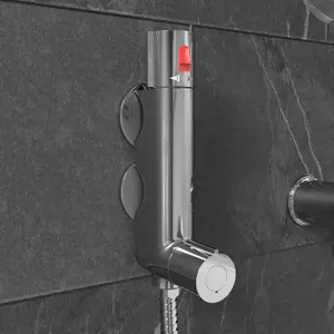 Nes Home Mini Vertical Thermostatic Shower Mixer Valve & Slider Rail, Handset, Hose