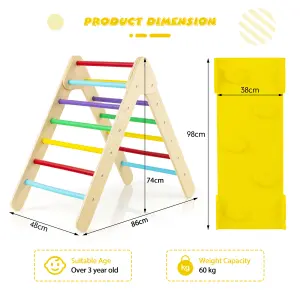 Costway Wooden Climbing Triangle Ladder Toddlers Climbing Toy w/ Reversible Ramp