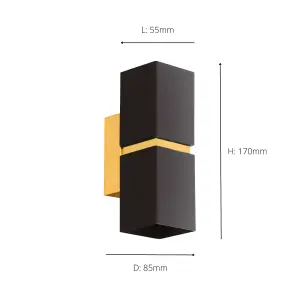 EGLO Passa LED Black/Gold Wall Light