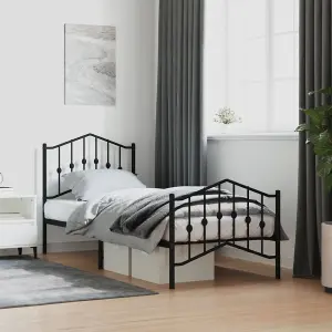 Berkfield Metal Bed Frame without Mattress with Footboard Black 90x190cm