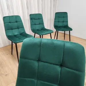 Dining Chairs Set Of 4 Green Tufted Chairs Velvet Chairs, Soft Padded Seat Living Room Chairs , Kitchen Chairs, Dining Room