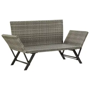 Berkfield Garden Bench with Cushions Grey 176 cm Poly Rattan