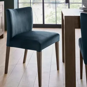 Caserta Upholstered Dining Chair (Set of 2) Dark Blue / Dark Oak