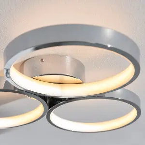 Dial Chrome Contemporary LED Warm White 3 Light Bathroom Semi Flush Light