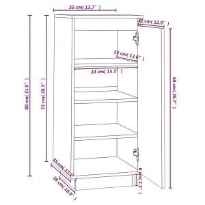 Shoe Cabinet White 35x35x80 cm Solid Wood Pine