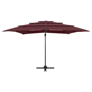 Berkfield 4-Tier Parasol with Aluminium Pole Bordeaux Red 250x250 cm