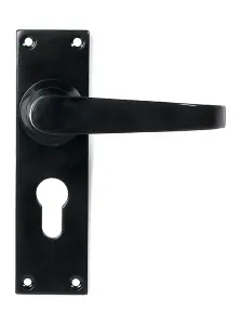 Black Deluxe Lever Euro Lock Set