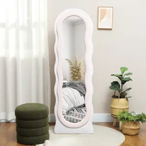 HOMCOM Full Length Mirror, Standing, Leaning or Wall Mirror, White and Pink