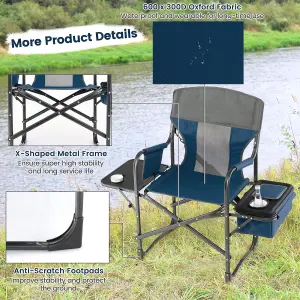 Costway Camping Directors Chair Portable Folding Camp Chair with Side Table & Cooler Bag