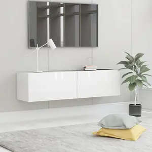 vidaXL TV Cabinet High Gloss White 120x30x30 cm Engineered Wood