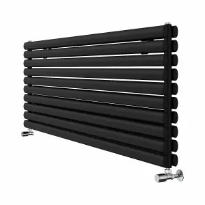 Right Radiators 1600x590 mm Horizontal Vertical Oval Column Radiator Double Panel Rads Black