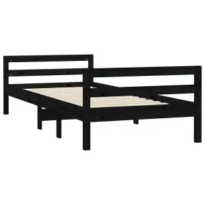 Berkfield Bed Frame Black 90x200 cm Solid Wood Pine