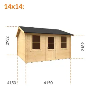 14ft x 14ft (4150mm x 4150mm) Horsforth "The Springfield" 28mm Log Cabin With 2 Opening Window