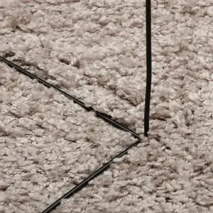 Shaggy Rug PAMPLONA High Pile Modern Beige 80x250 cm