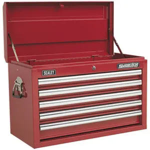 Red 5 Drawer Tool Chest Lockable Storage Unit for Heavy-Duty Use