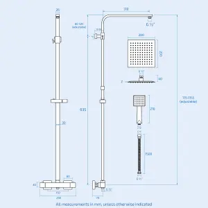 Nes Home Modern Square Exposed 2-Way Thermostatic Mixer Shower Set With Easy Fittings