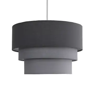 ValueLights Aztec 3 Tier Modern Dark Grey Fabric Ceiling Pendant Light Shade